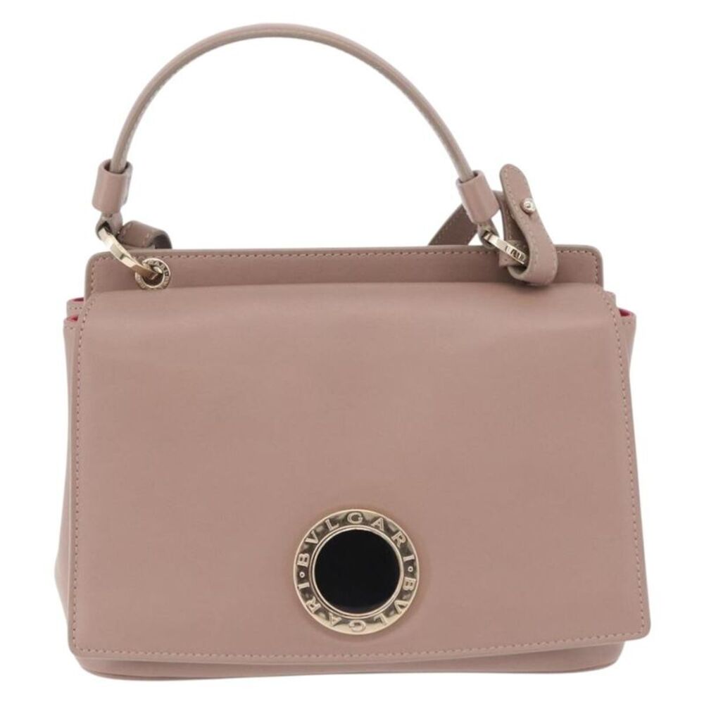 Bvlgari Signature Top Handle Leather Beige Leather Handbag